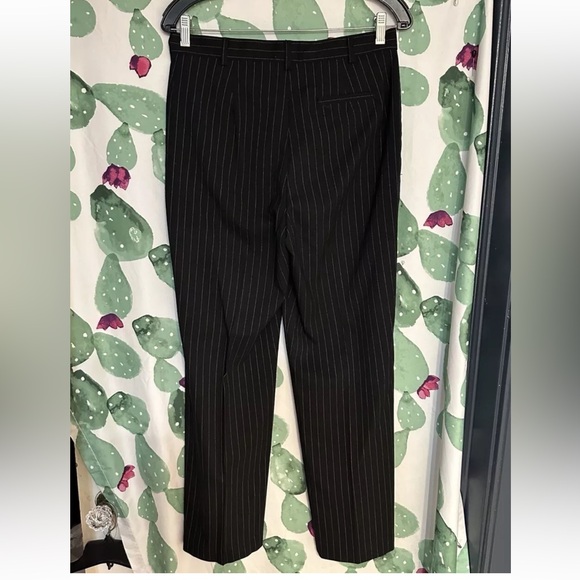 Wool Mark Sag Harbor Black Wool Pinstripe Lined Belted Blazer Jacket Size 8 - Picture 11 of 14